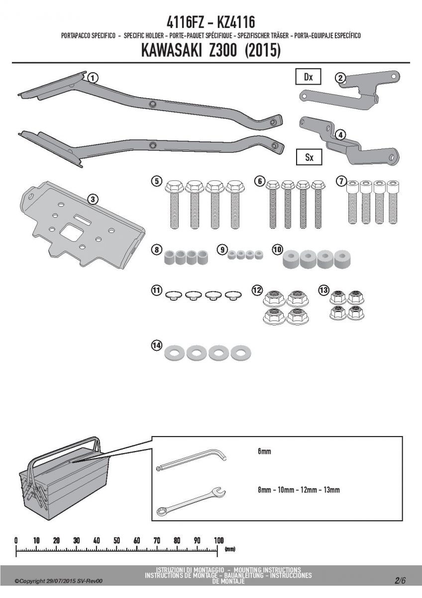 Kawasaki Z300 (15>16) Arka Çanta Taşıyıcısı (GİVİ 4116FZ)
