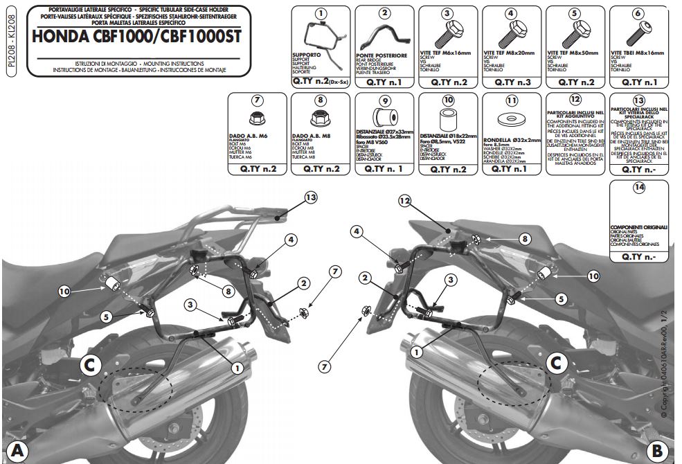 GIVI PL208 HONDA CBF 1000 - CBF 1000ST (10-14) YAN ÇANTA TAŞIYICI