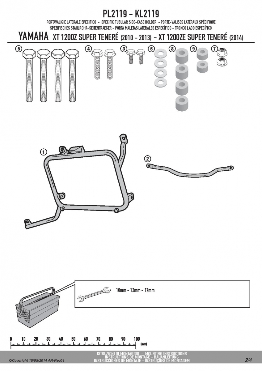 Yamaha XT 1200ZE / Z Super Tenerè (10>18) Yan Çanta Demiri (Givi PL2119)
