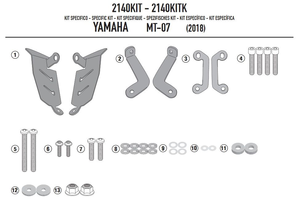Yamaha MT-07 (18 > 19) Yan Çanta Taşıyıcı Bağlantı Kiti (Givi 2140Kit)