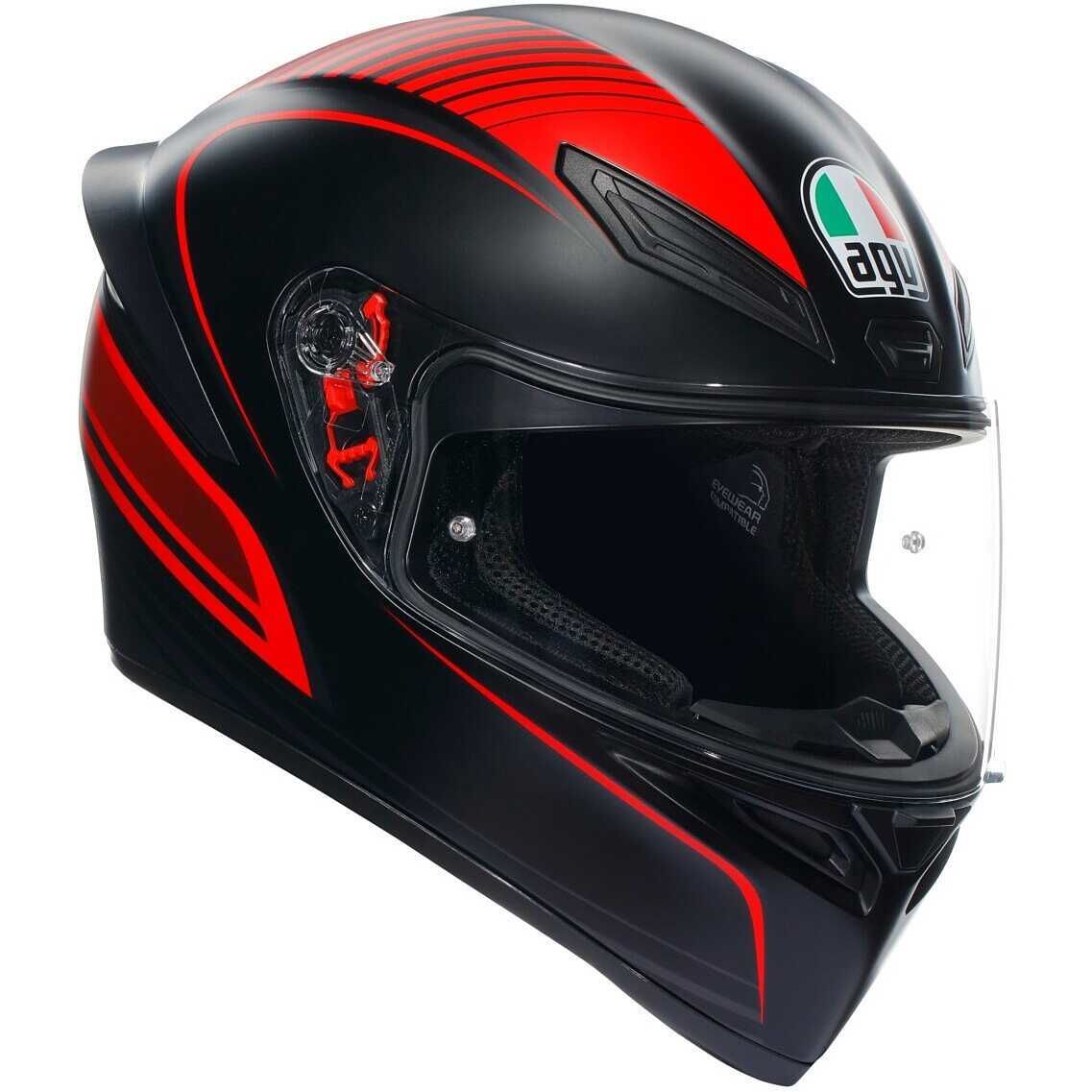 AGV K1 Warmup Kapalı Kask (Mat Siyah-Kırmızı)