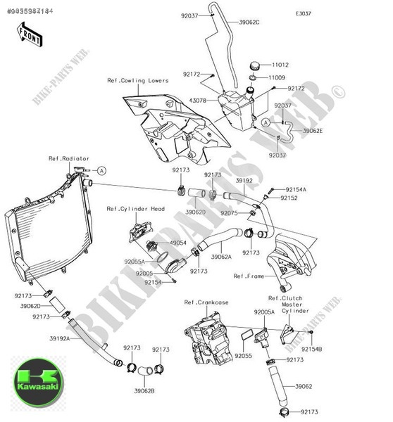 kawasaki ninja h2 su deposu kawasaki h2 yedek su deposu sıfır  43078-0574