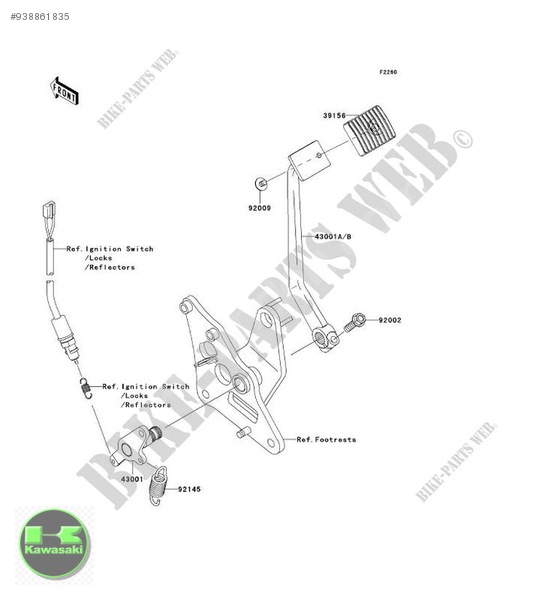 kawasaki vn 900 fren pedalı sıfır orıjınal 43001-0079