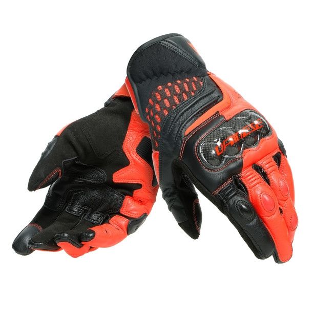 Dainese Carbon 3 Yazlık Kısa Eldiven (Siyah-Fluo Kırmızı)