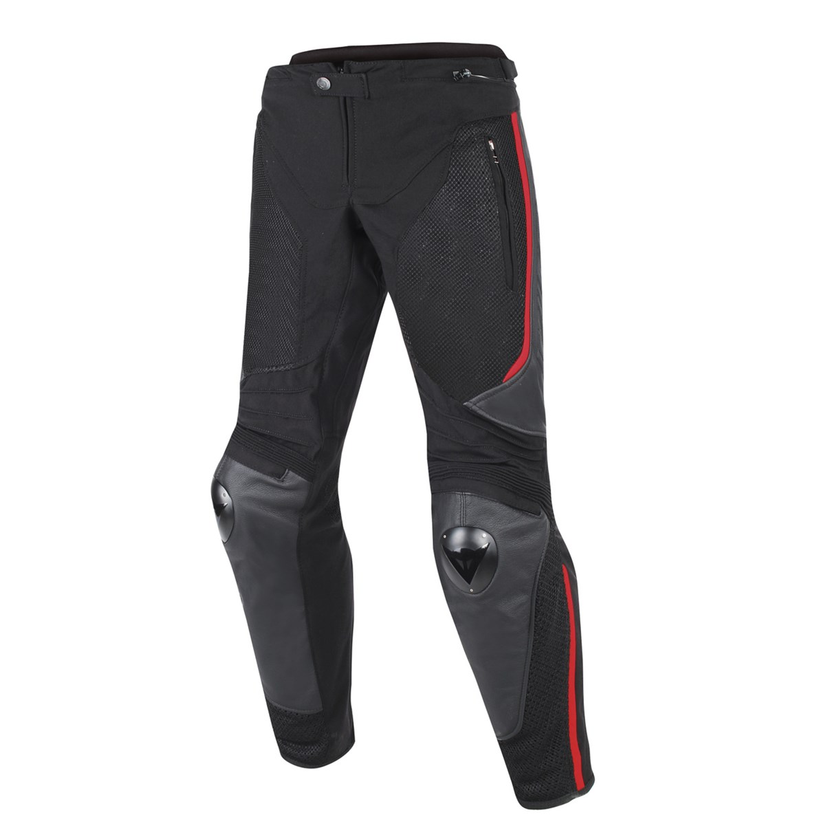 Dainese Mig Deri-Tekstil Pantolon Black Red Lava