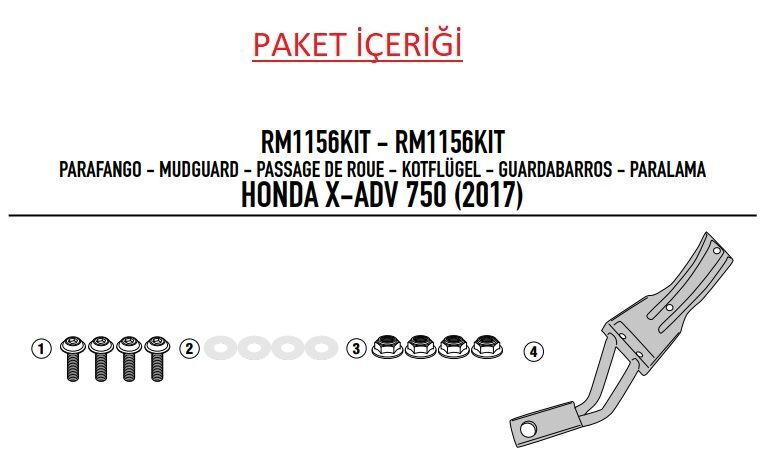 Honda X-ADV 750 (17>24) / Forza 750 (21>24) Arka Çamurluk Bağlantı Kiti (Givi RM1156Kit)