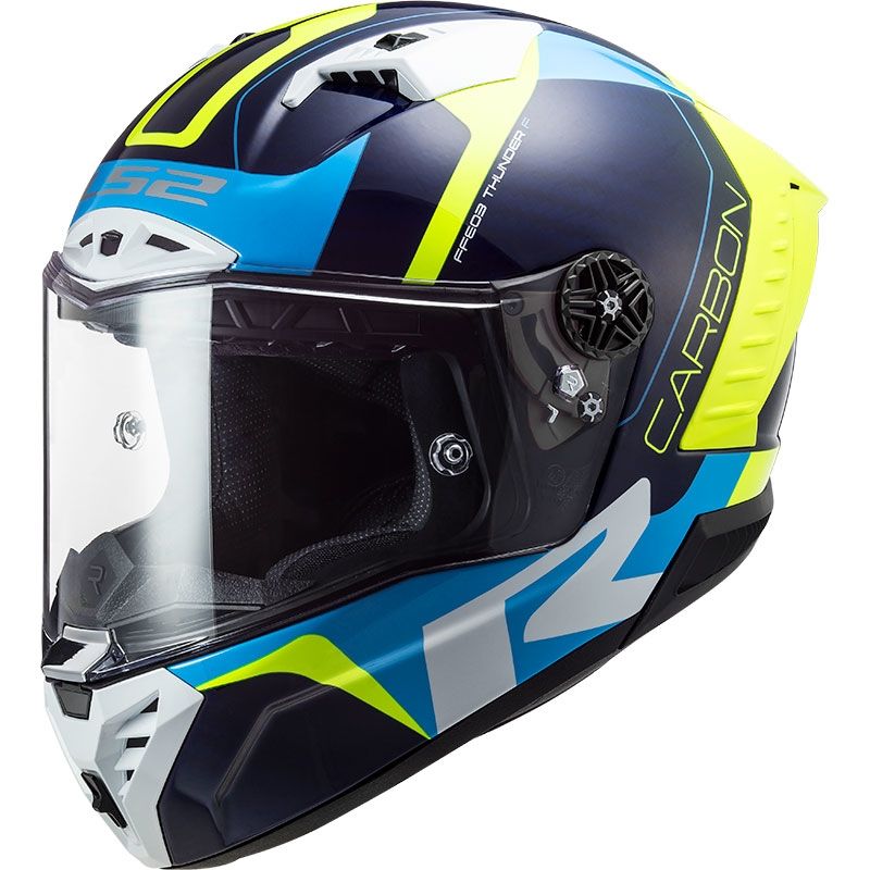 LS2 Thunder Racing 1 Kapalı Carbon Kask (Mavi-Neon Sarı)