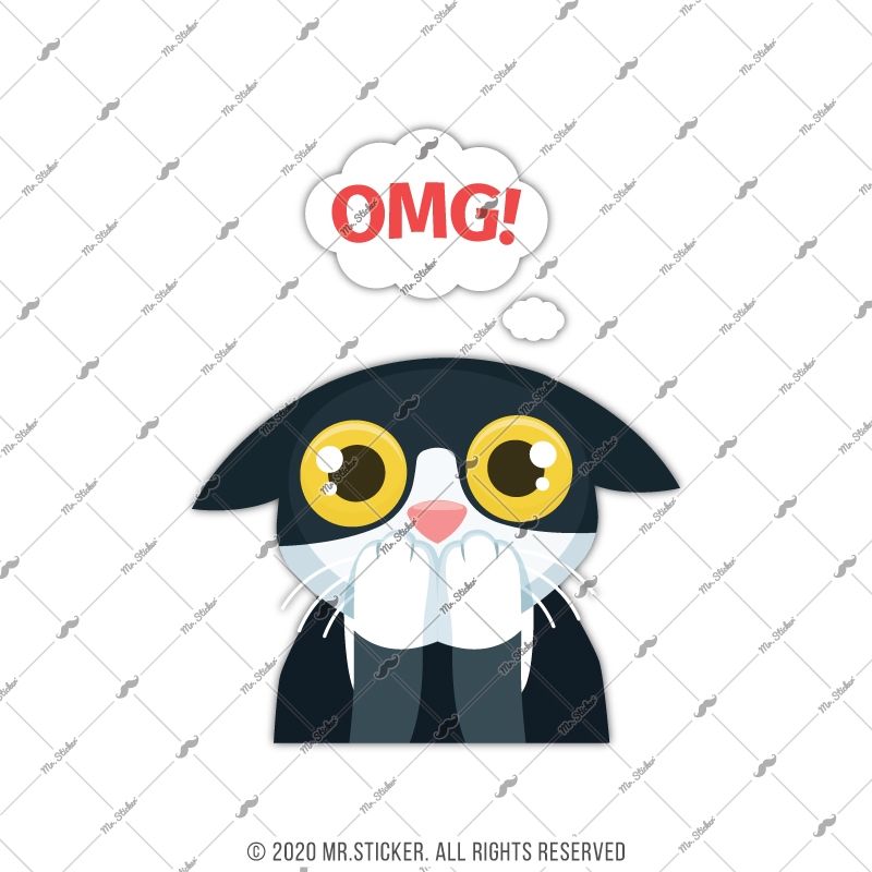 Mr.Sticker ANCT44 OMG Yazılı Kedi Etiketi