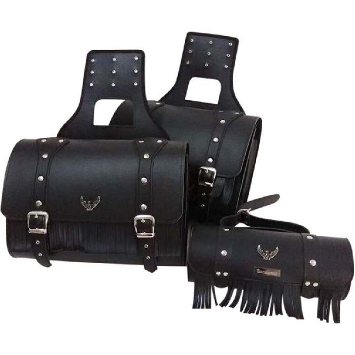 MTS Yan Deri Heybe Çanta 3’lü Set (Siyah)