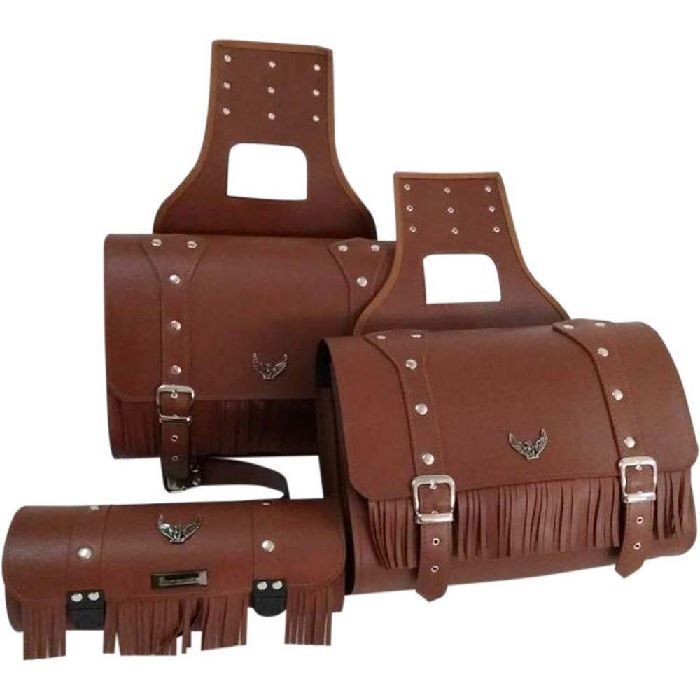 MTS Yan Deri Heybe Çanta 3’lü Set (Kahverengi)