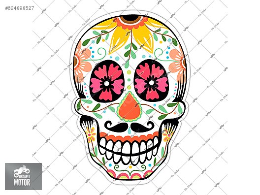 Mr.Sticker RFHLM16 Reflektif Meksikali Kurukafa Stickeri