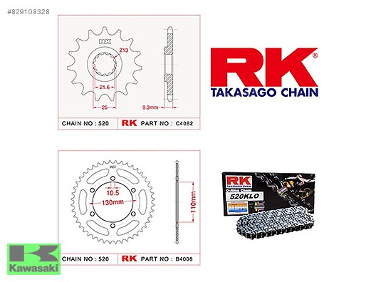 KAWASAKİ NİNJA 250 SL ZİNCİR DİŞLİ SETİ RK NİNJA 250SL DİŞLİ ZİNCİR  FOTOLAR TEMSILDIRI