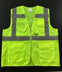 1182 Full Reflektörlü Sarı Yelek Cepli ve Fermuarlı + HGS Cepli