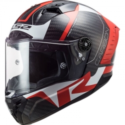 LS2 Thunder Racing 1 Kapalı Carbon Kask (Kırmızı-Beyaz)