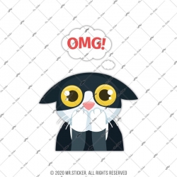Mr.Sticker ANCT44 OMG Yazılı Kedi Etiketi