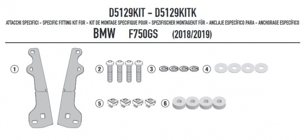 BMW F 750 GS (18 > 19) Rüzgar Siperlik Bağlantısı  Givi D5129KIT