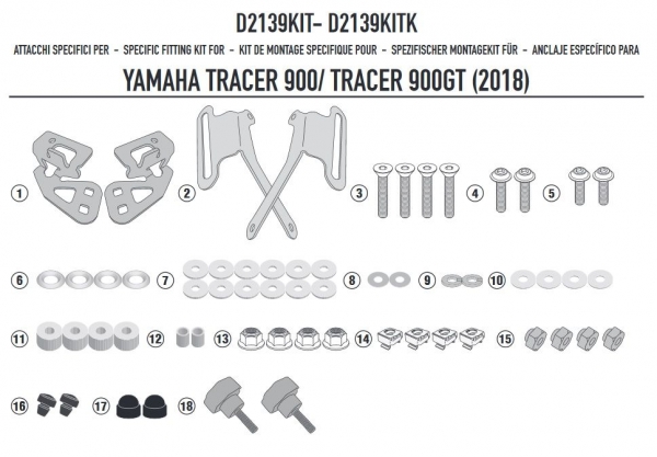 Yamaha Tracer 900 / Tracer 900 GT (18 > 20) Ön Cam Siperlik Bağlantı Kiti (Givi D2139Kit)