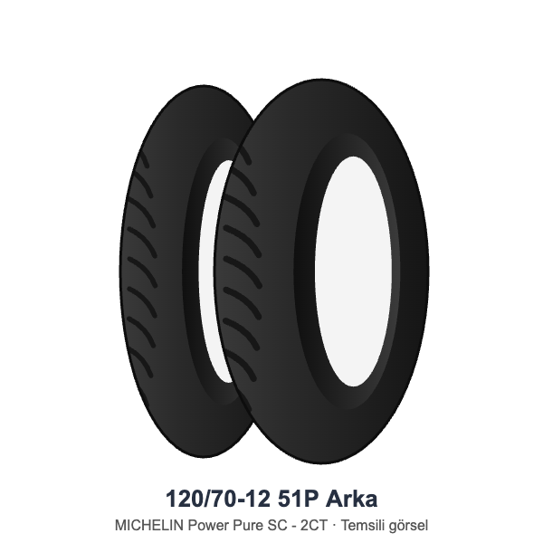 120/70-12	51P Arka Lastik - MICHELIN Power Pure SC - 2CT