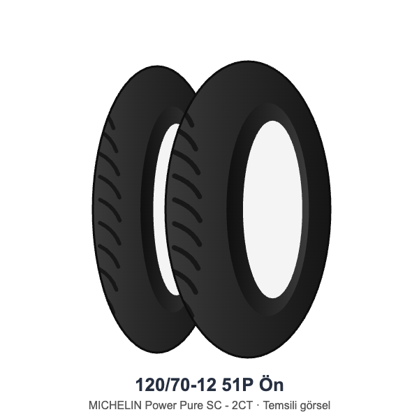 120/70-12	51P	Ön  Lastik - MICHELIN Power Pure SC - 2CT